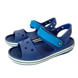 Crocs Crocband Sandals Blue Adjustable Hook & Loop Strap Juniors 3 Water Shoes